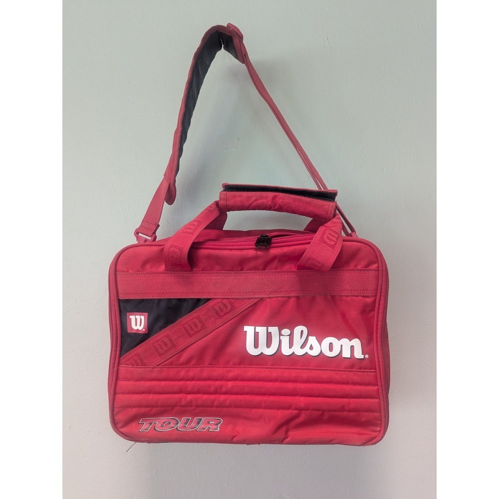 Vintage Wilson Tour Tennis Racquet Bag Red 6 Racket Travel Carry Case Organizer